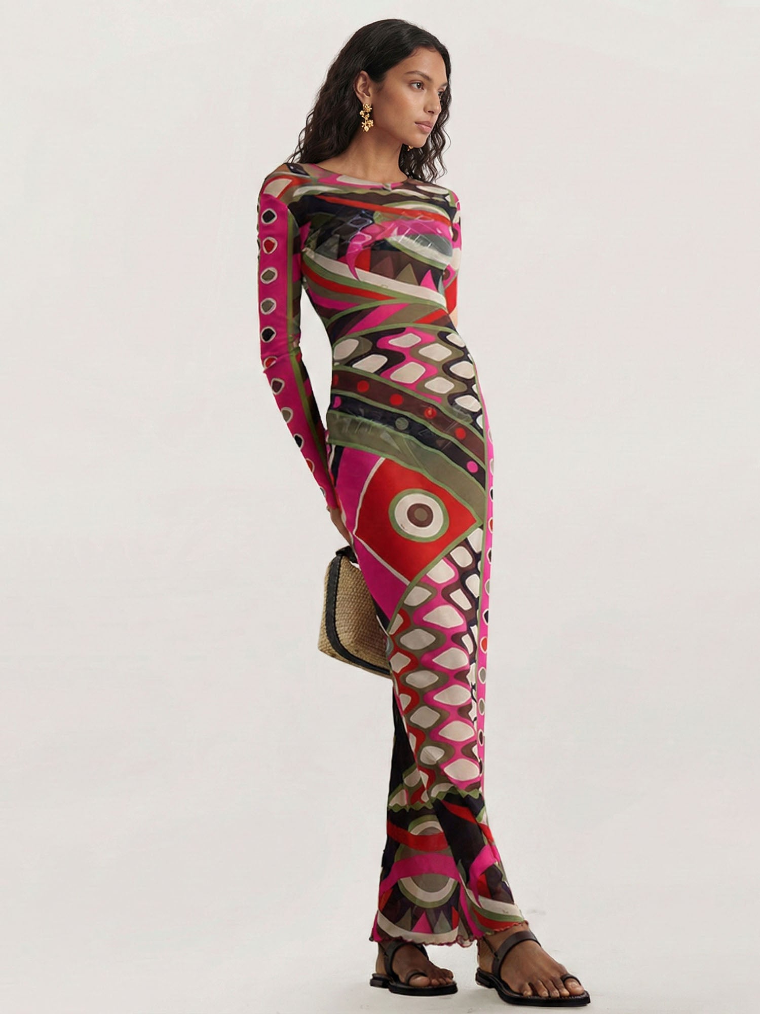 Boho-inspired printed maxi dress