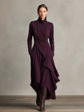 Women's Asymmetric Jacket Maxi Dress in Purple