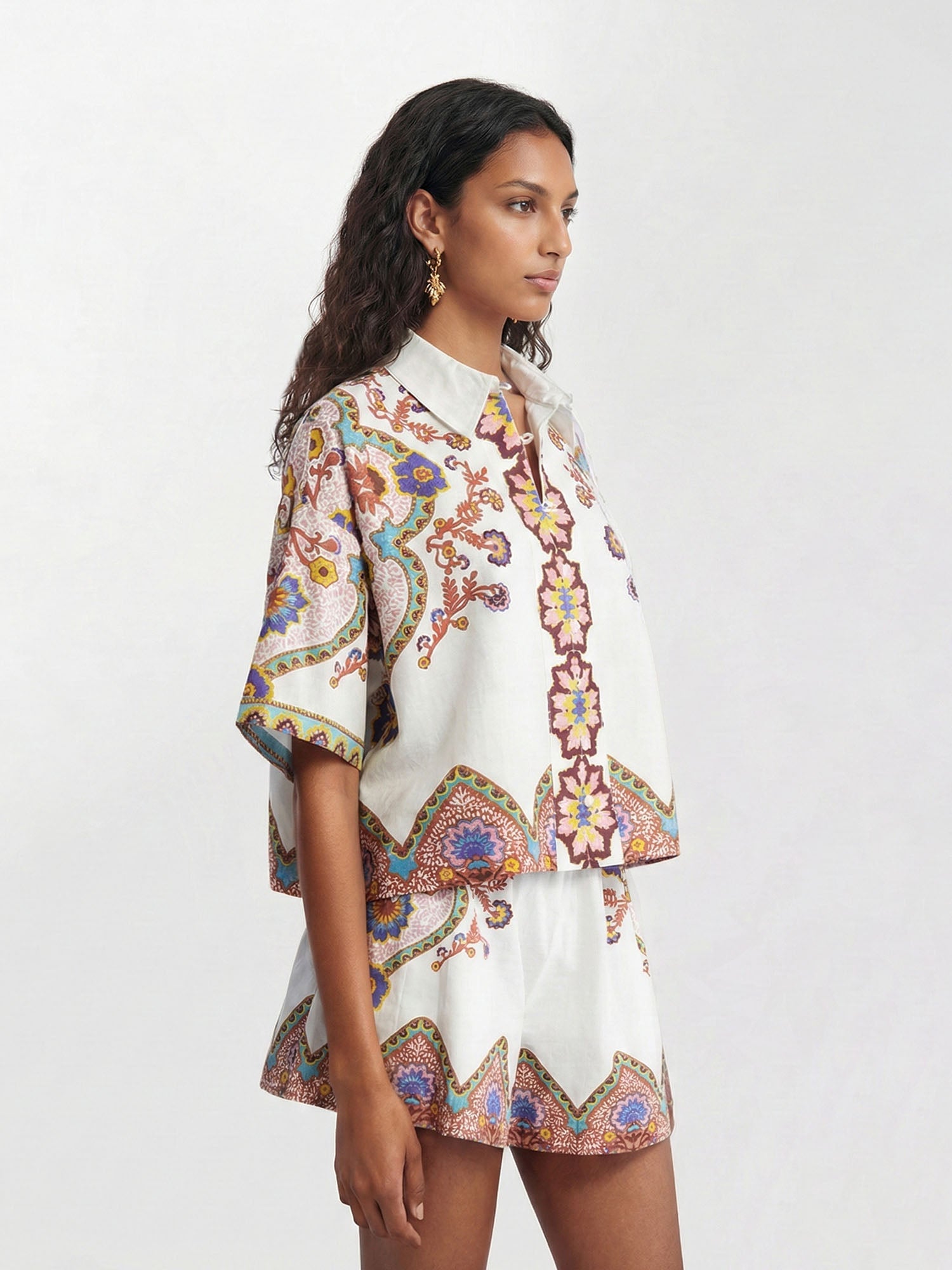 Two-piece set with bohemian floral print