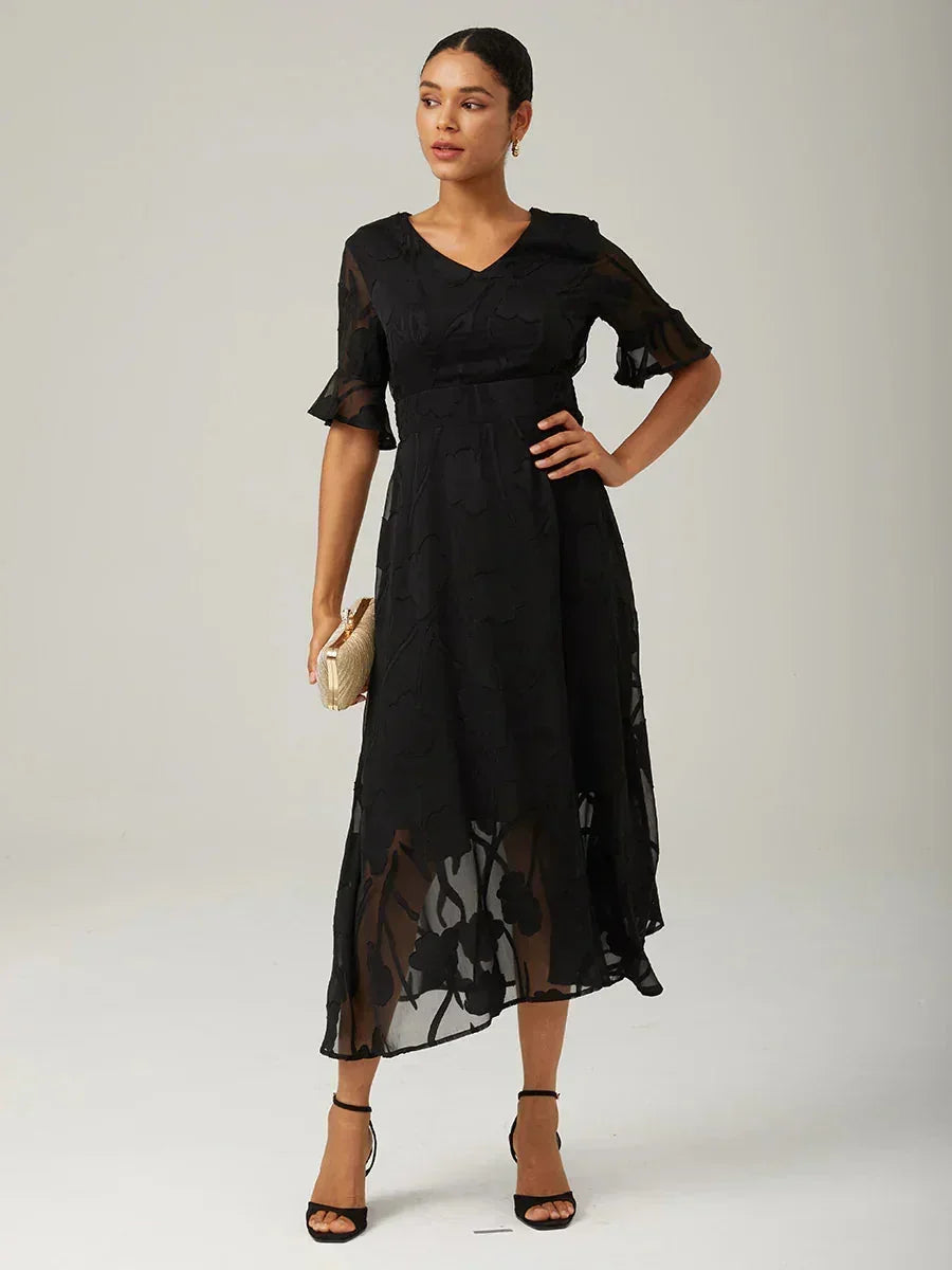 שמלות מקסי מבד תחרה עם שוליים