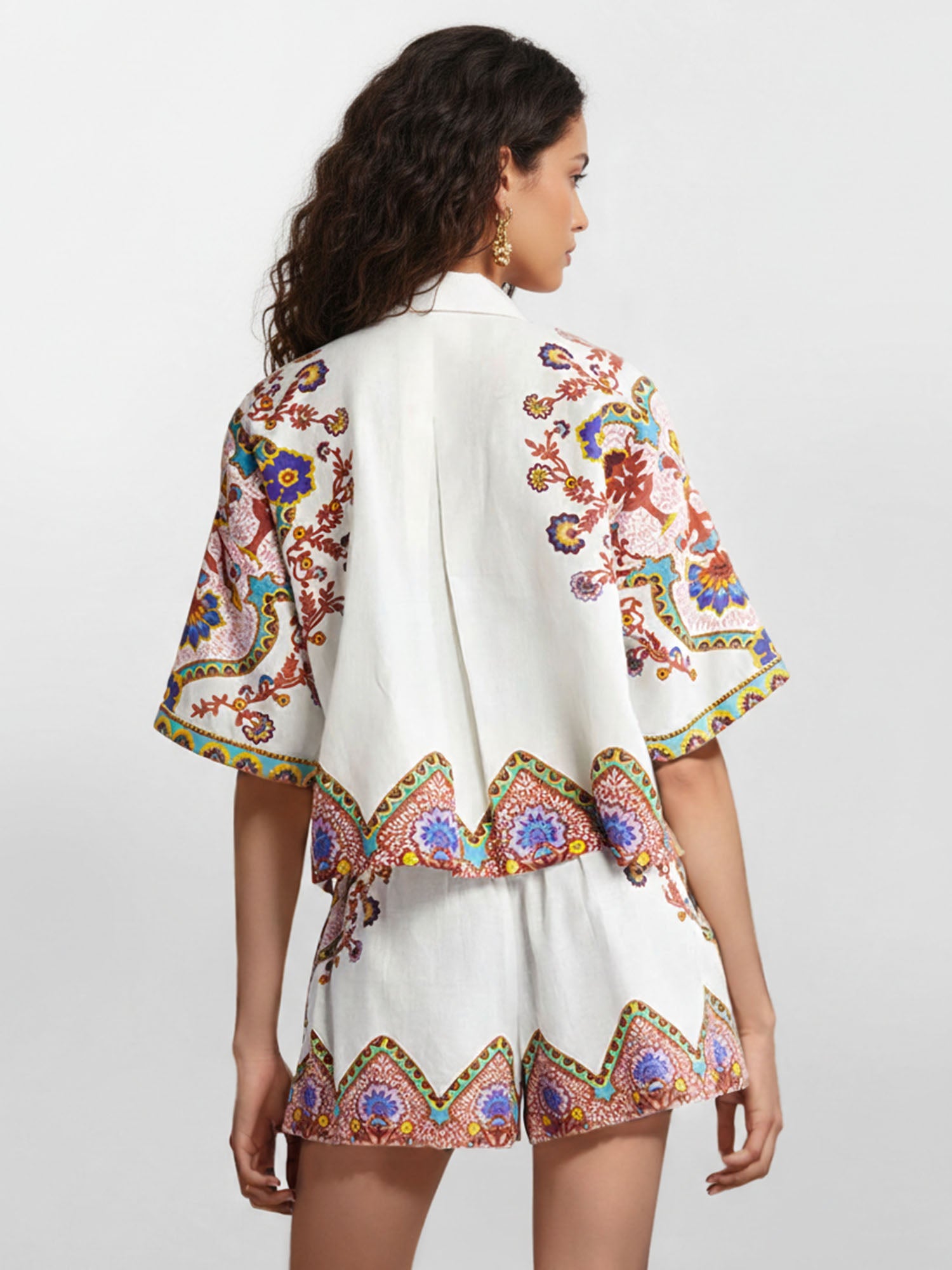 Two-piece set with bohemian floral print