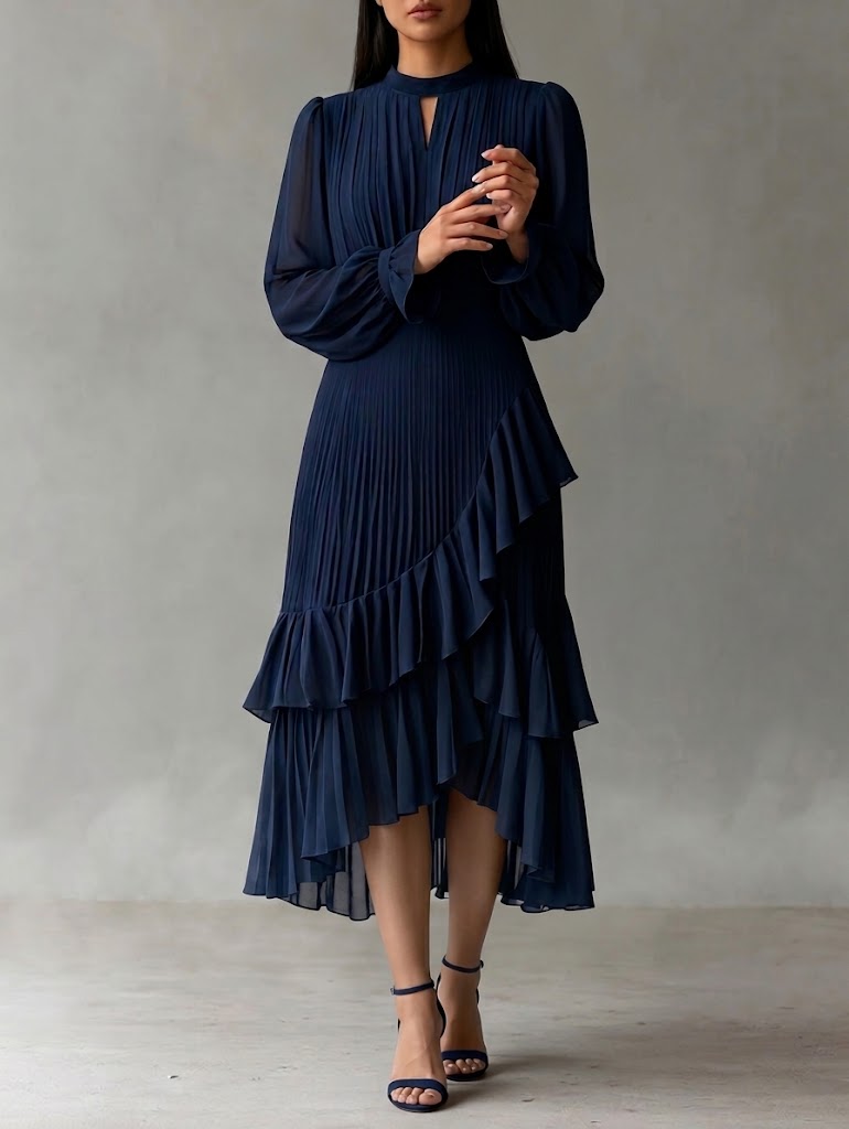 Elegant midi dress with pleats