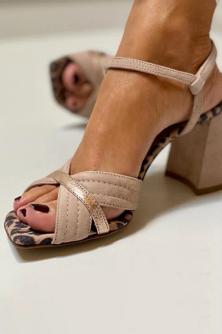 High heel sandals with a cross-over strap