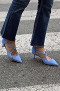 Cross-strap pump heels