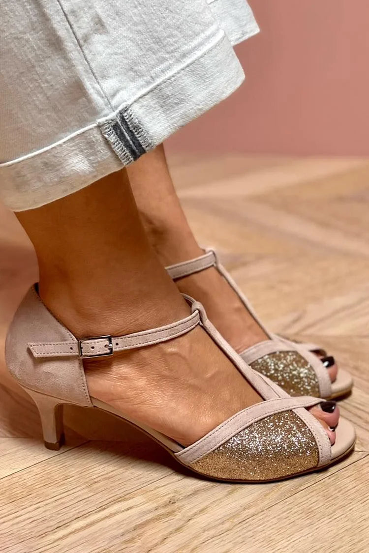 Sparkly low-heeled sandal