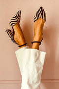 Zebra print pump shoes with strap