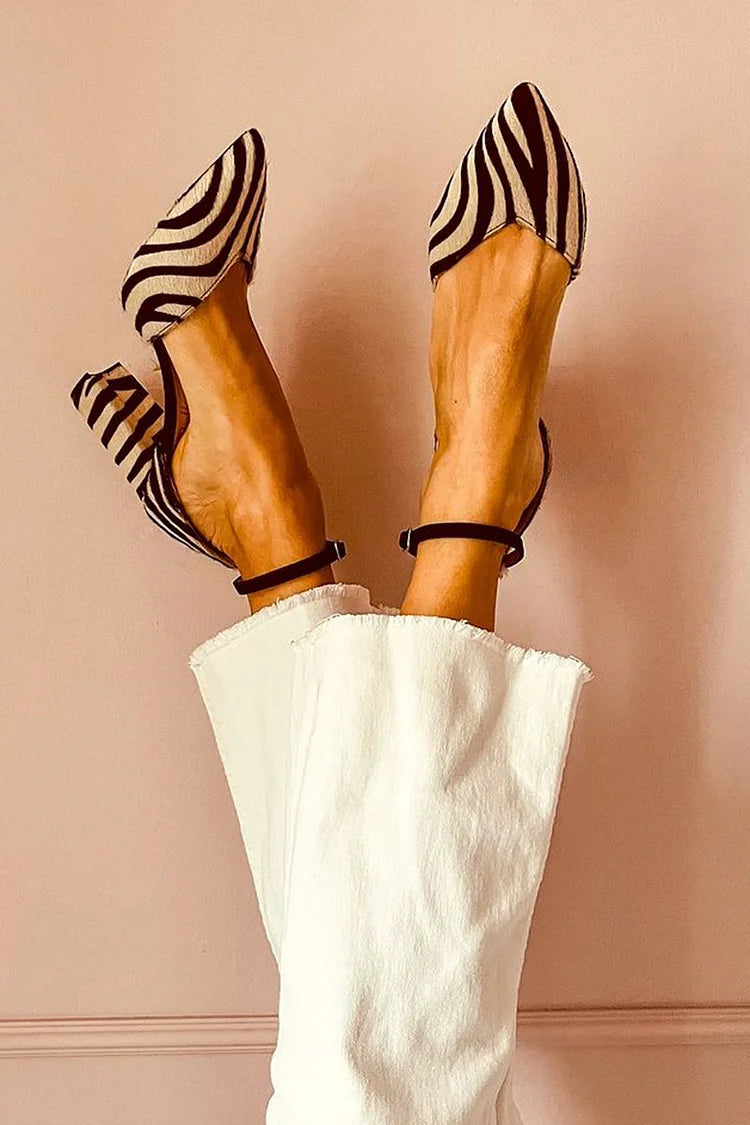 Zebra print pump shoes with strap