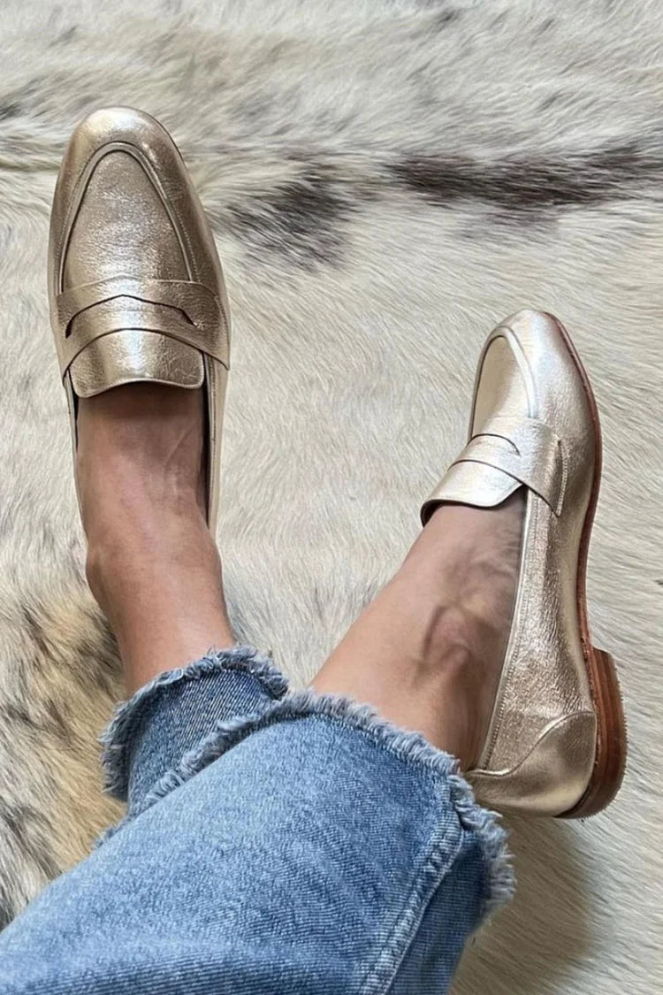 Shiny gold Loafer Boots