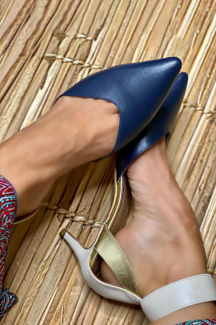 Two-tone slingback with an elegant heel