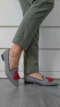 Pointed Boot with Pom Poms