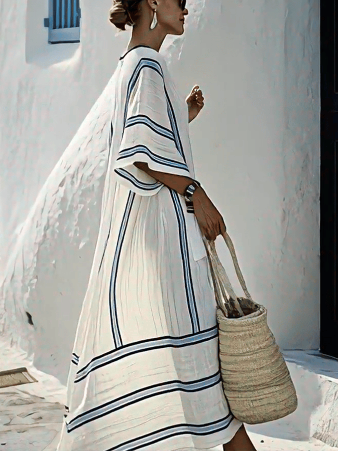 Women's loose-fitting striped dress