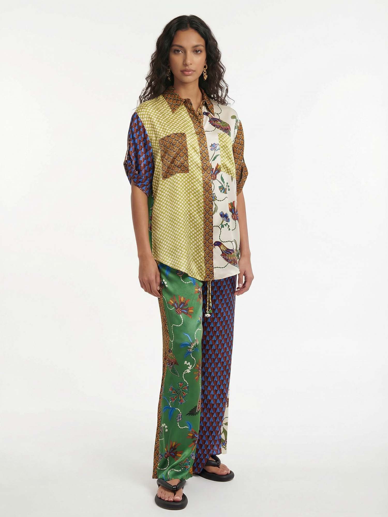 Bardot-song wide contrast trousers