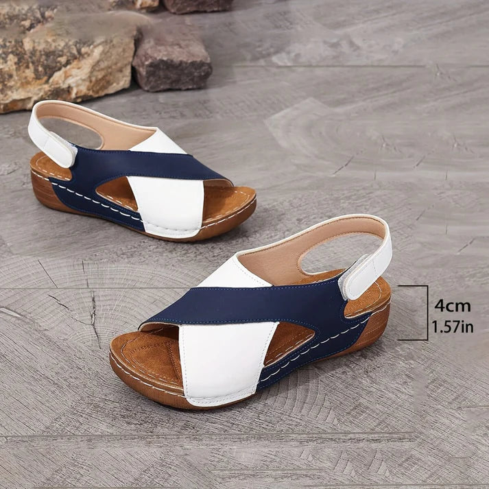 Orthopedic sandals with an angled heel, extra comfortable for women
