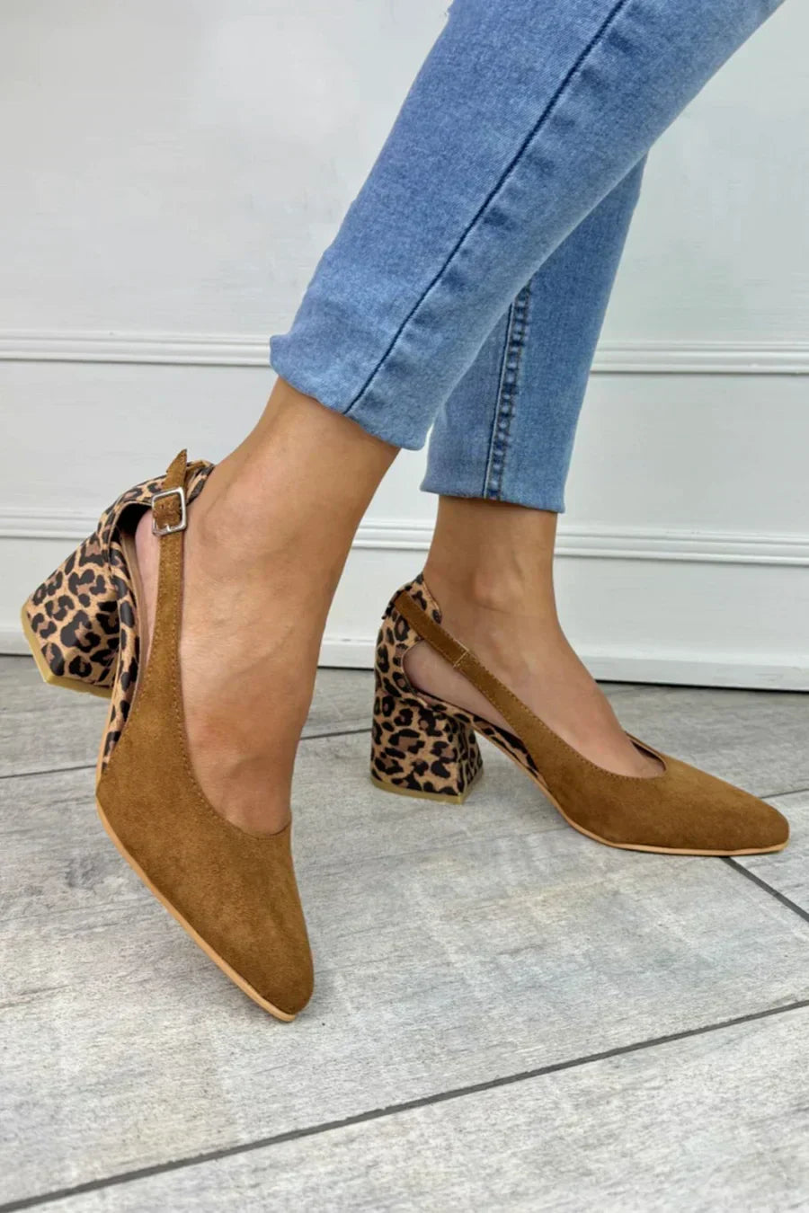 Leopard Print Slingback Shoes