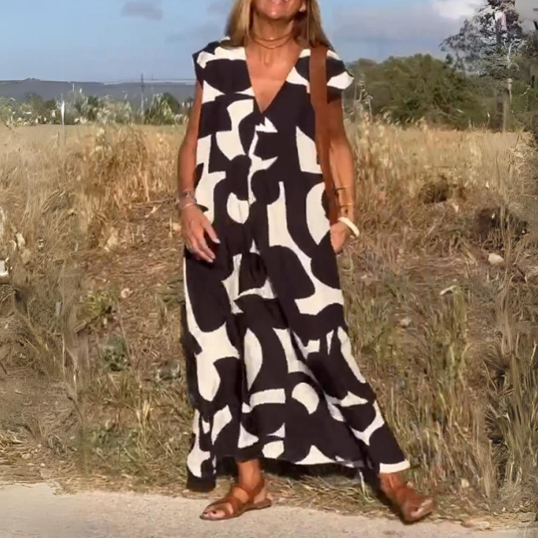 ELENA | Printed V-Neck Dress
