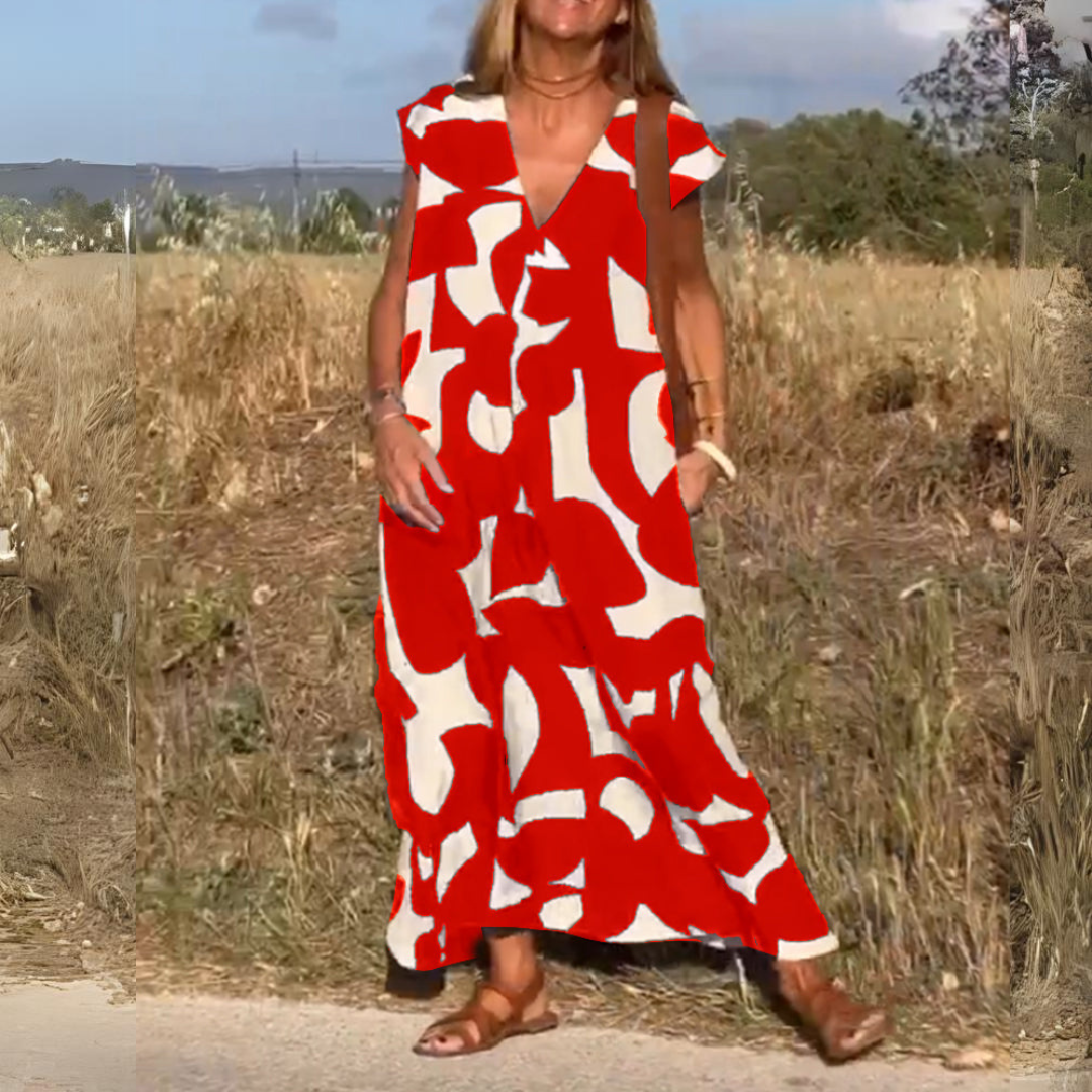 ELENA | Printed V-Neck Dress