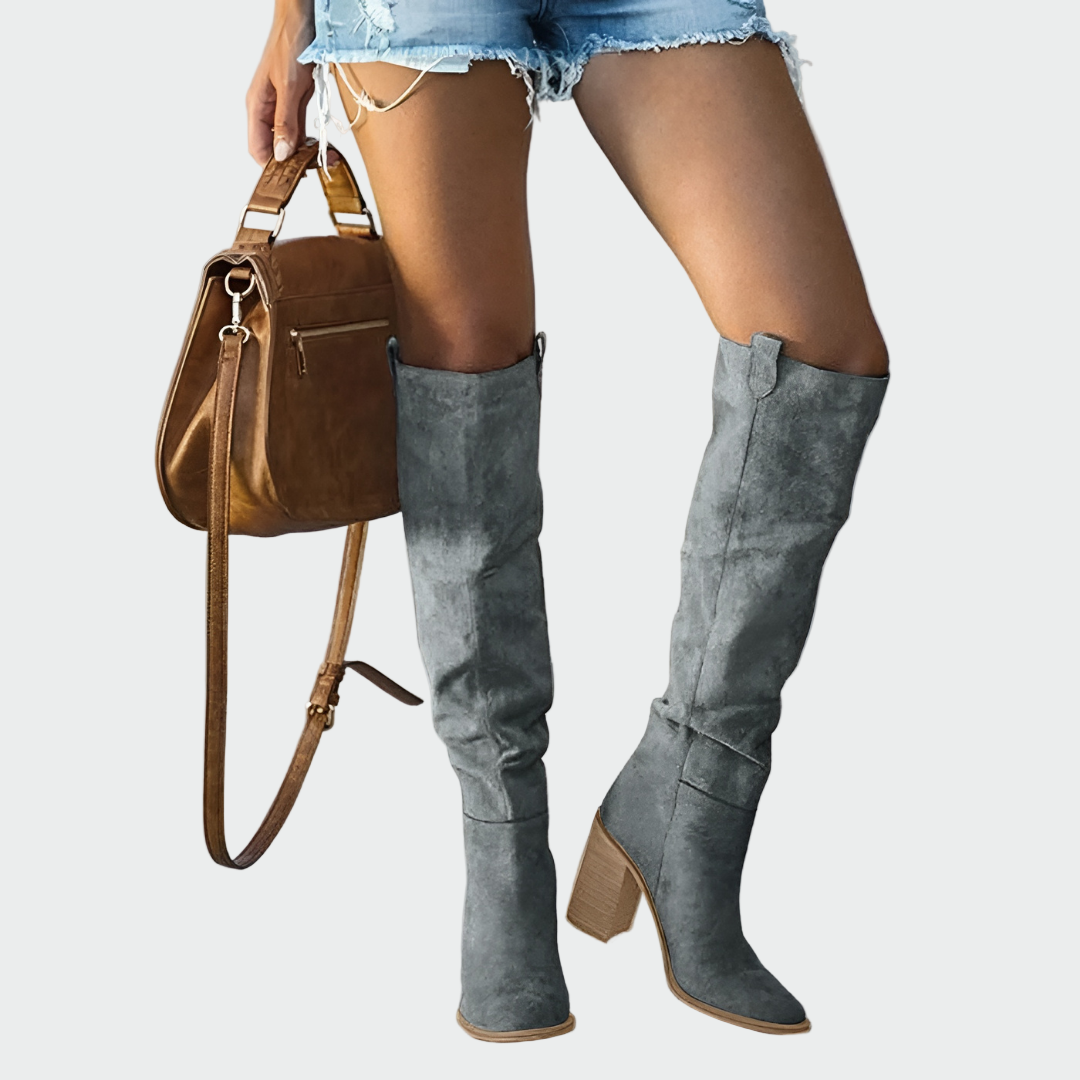 Orthopedic leather knee-high boots