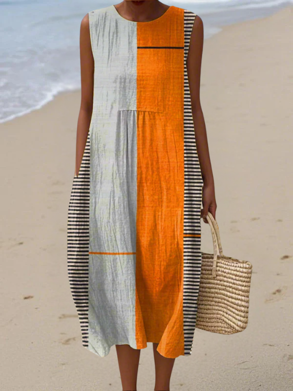Mai | Midi dress with color blocks