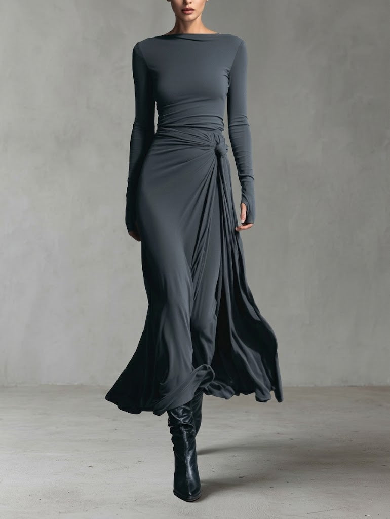 Alba - Long dress with side tie