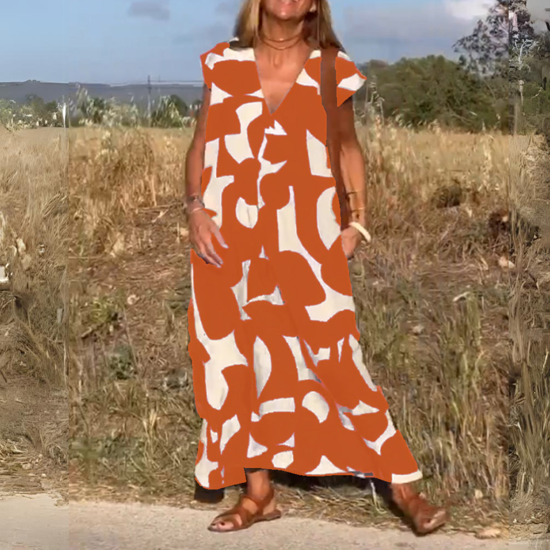 ELENA | Printed V-Neck Dress
