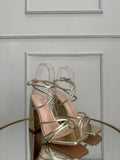 Gold wide-heeled sandal