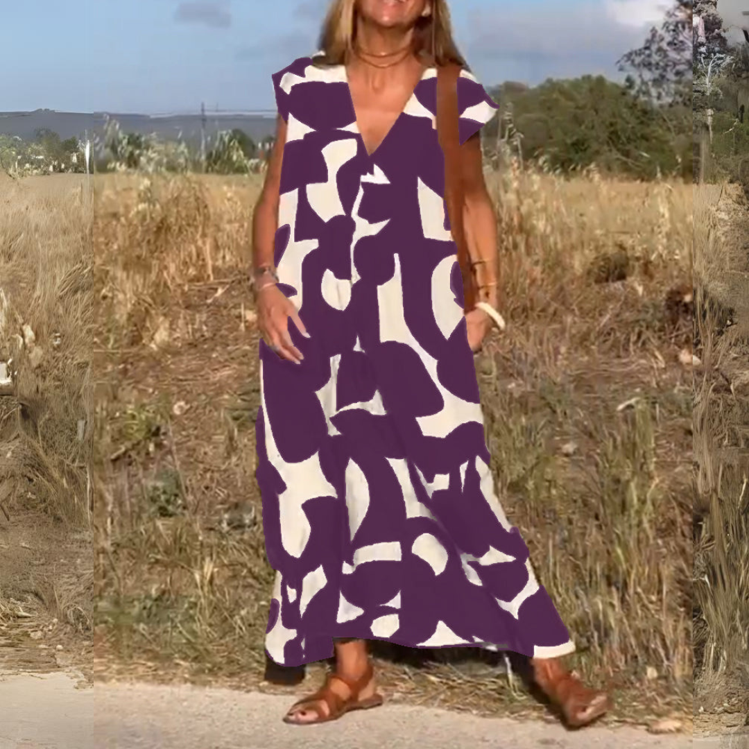 ELENA | Printed V-Neck Dress