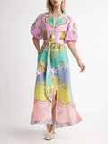 Maxi dress with a candy mosaic print belt