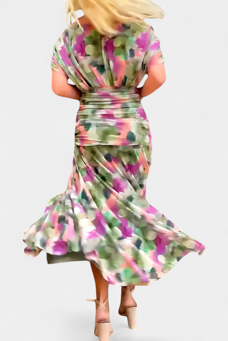 Florandrea | Long floral dress with a V-neck