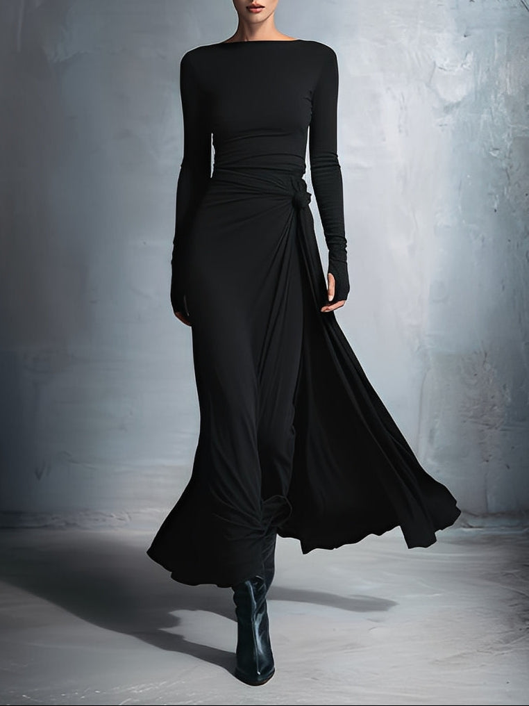 Alba - Long dress with side tie