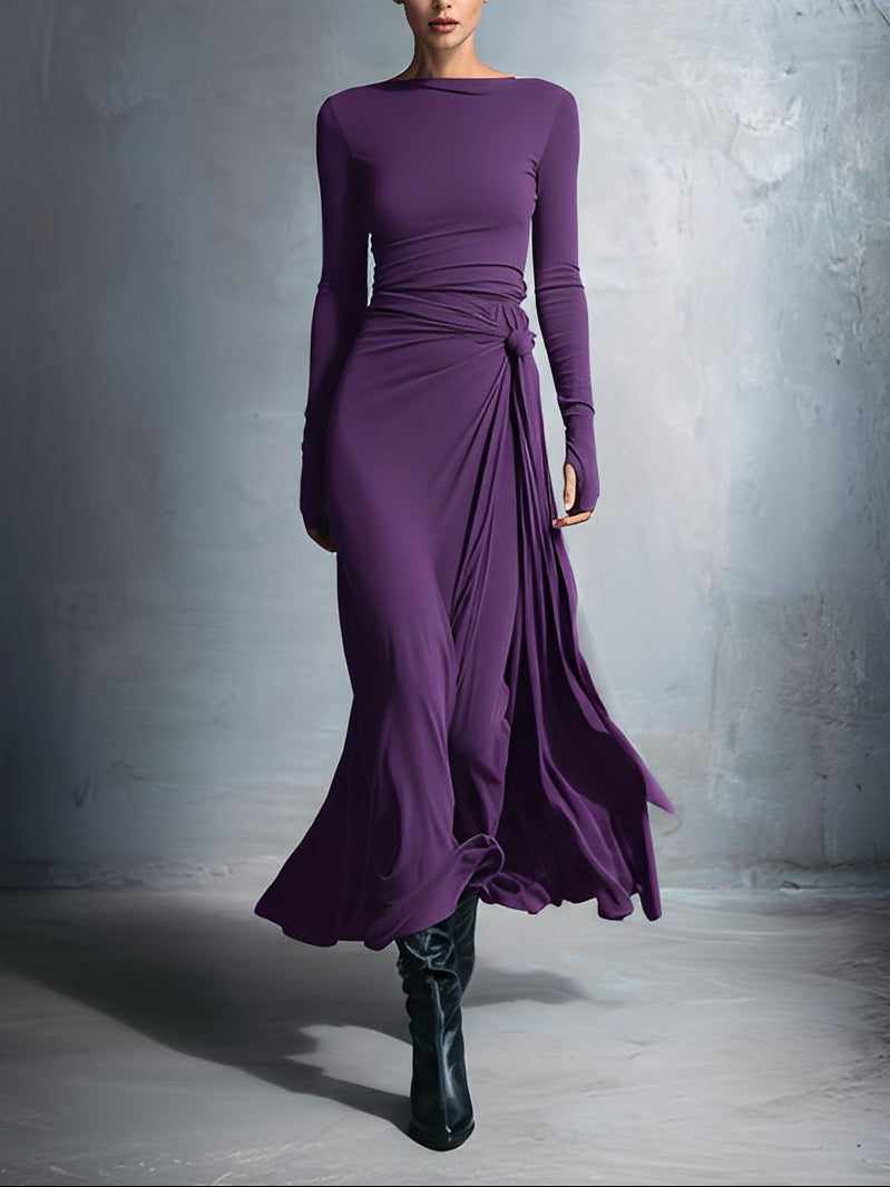 Alba - Long dress with side tie