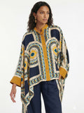 Oversized button-down shirt with a geometric print