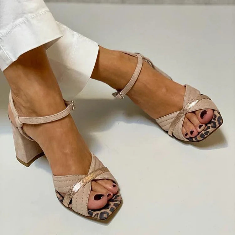 High heel sandals with a cross-over strap
