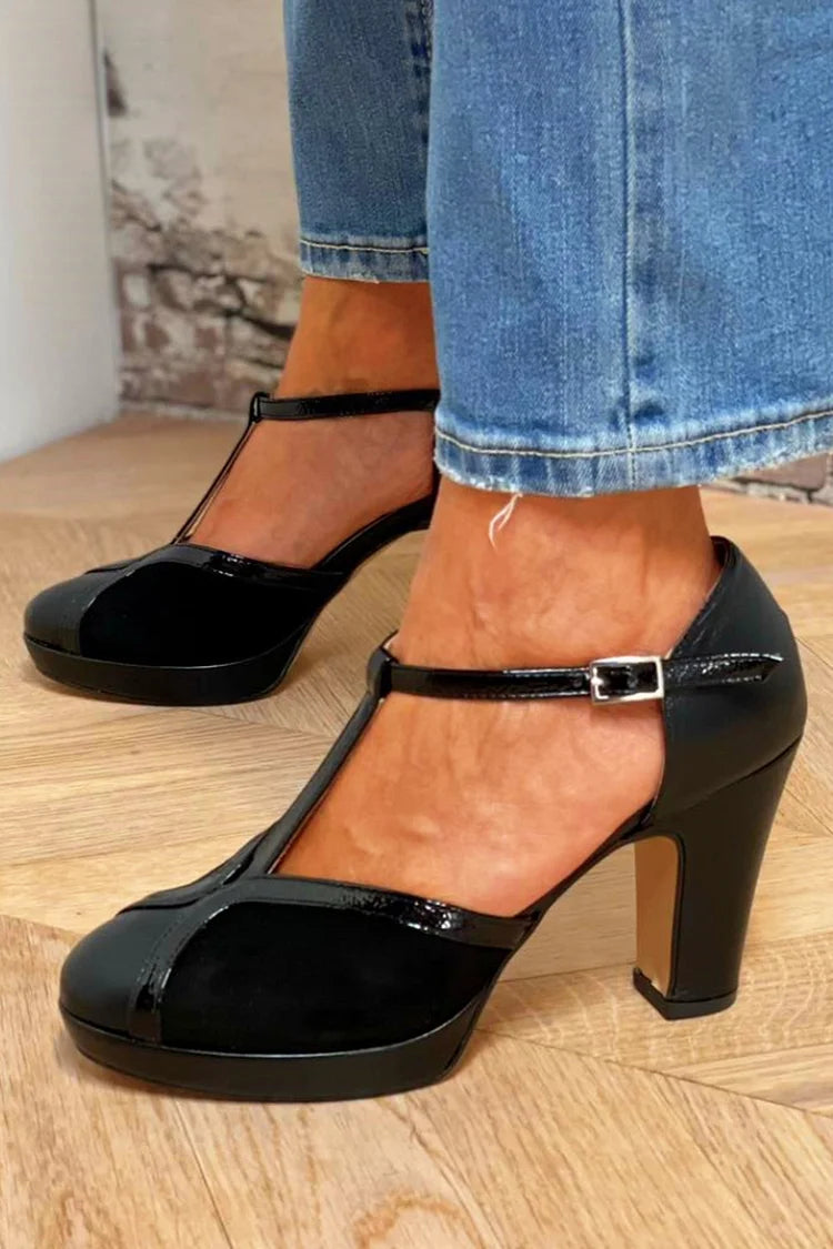T-Bar décolleté platform
