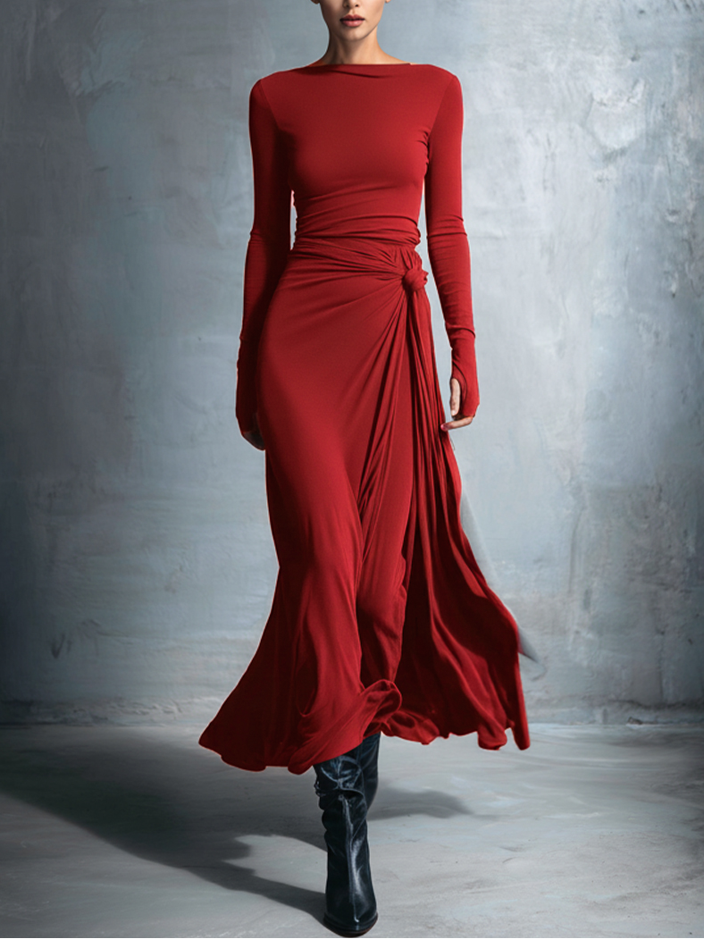 Alba - Long dress with side tie