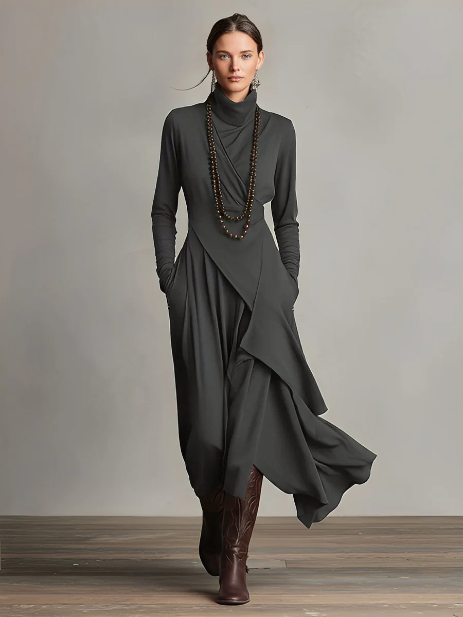 Women's Asymmetric Jacket Maxi Dress in Purple