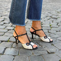Retro-style sandals with a medium heel