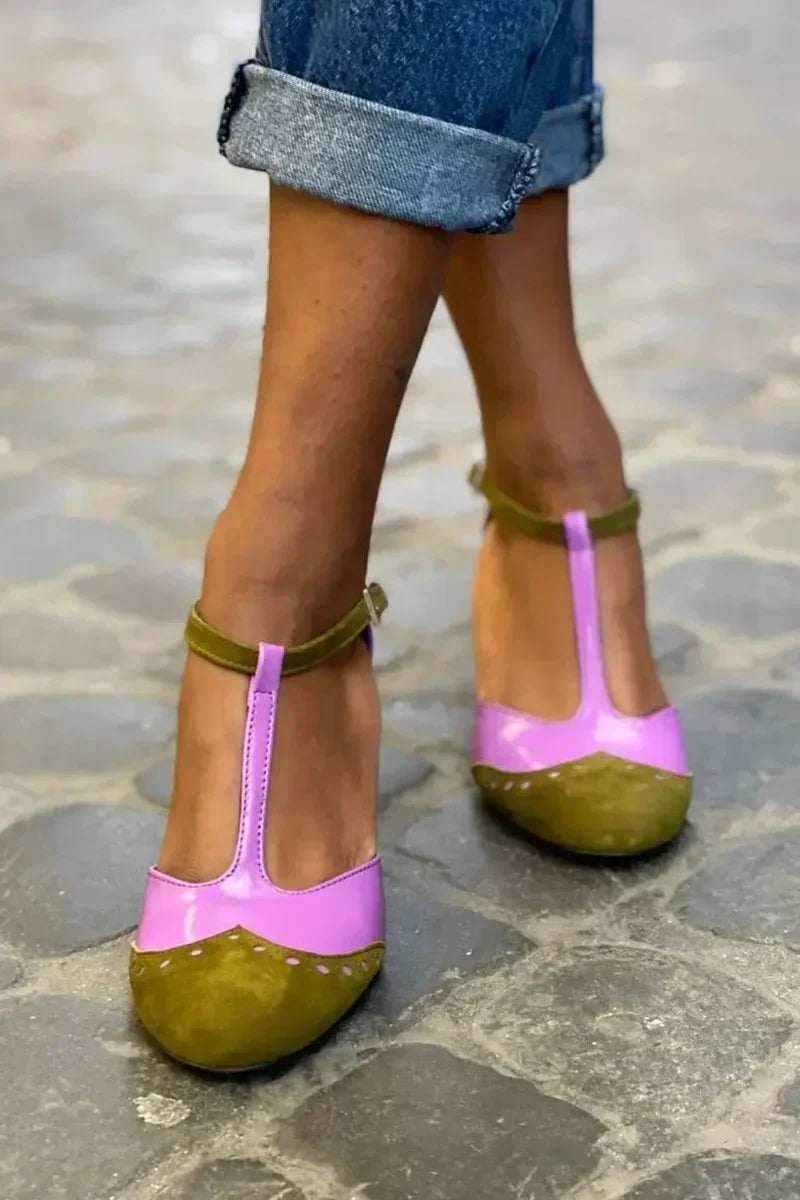 Closed-toe sandal with a T-bar strap