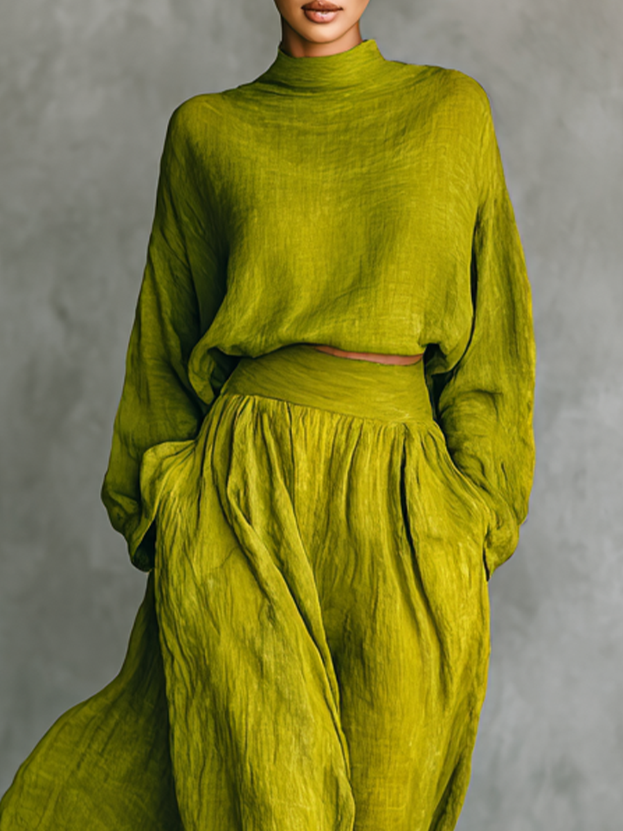 Women's green cotton and linen blend garment