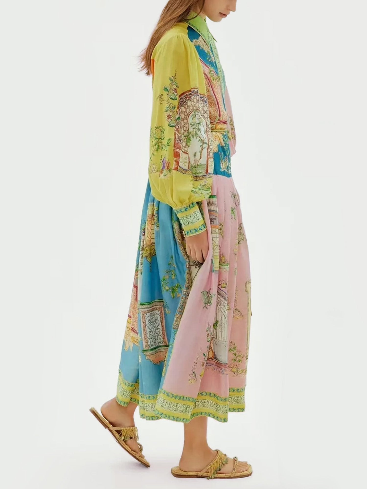 Vintage-inspired printed midi dress