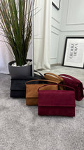 Suede leather handbag