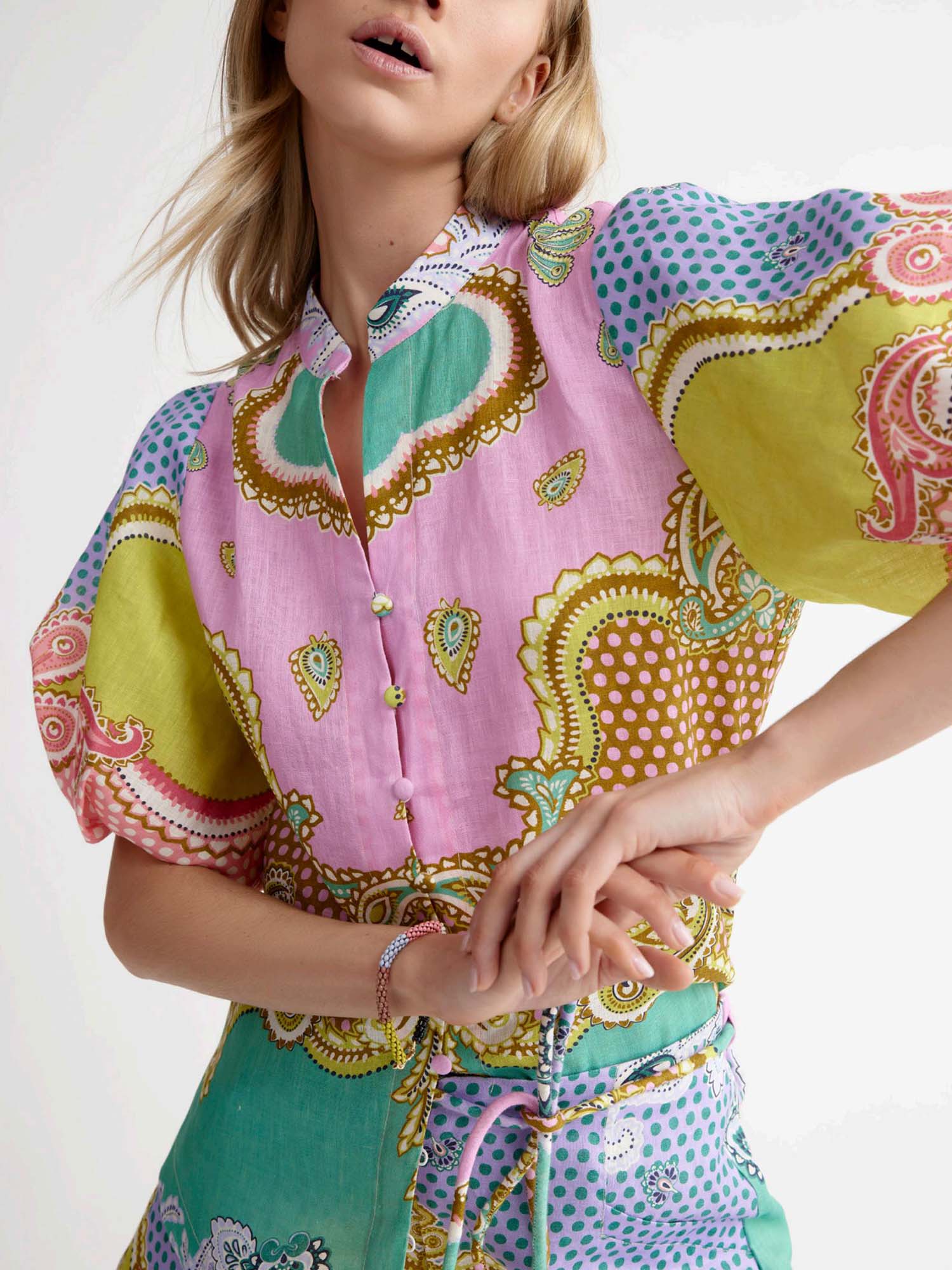 Maxi dress with a candy mosaic print belt