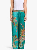 Wide leg pants in an emerald shade