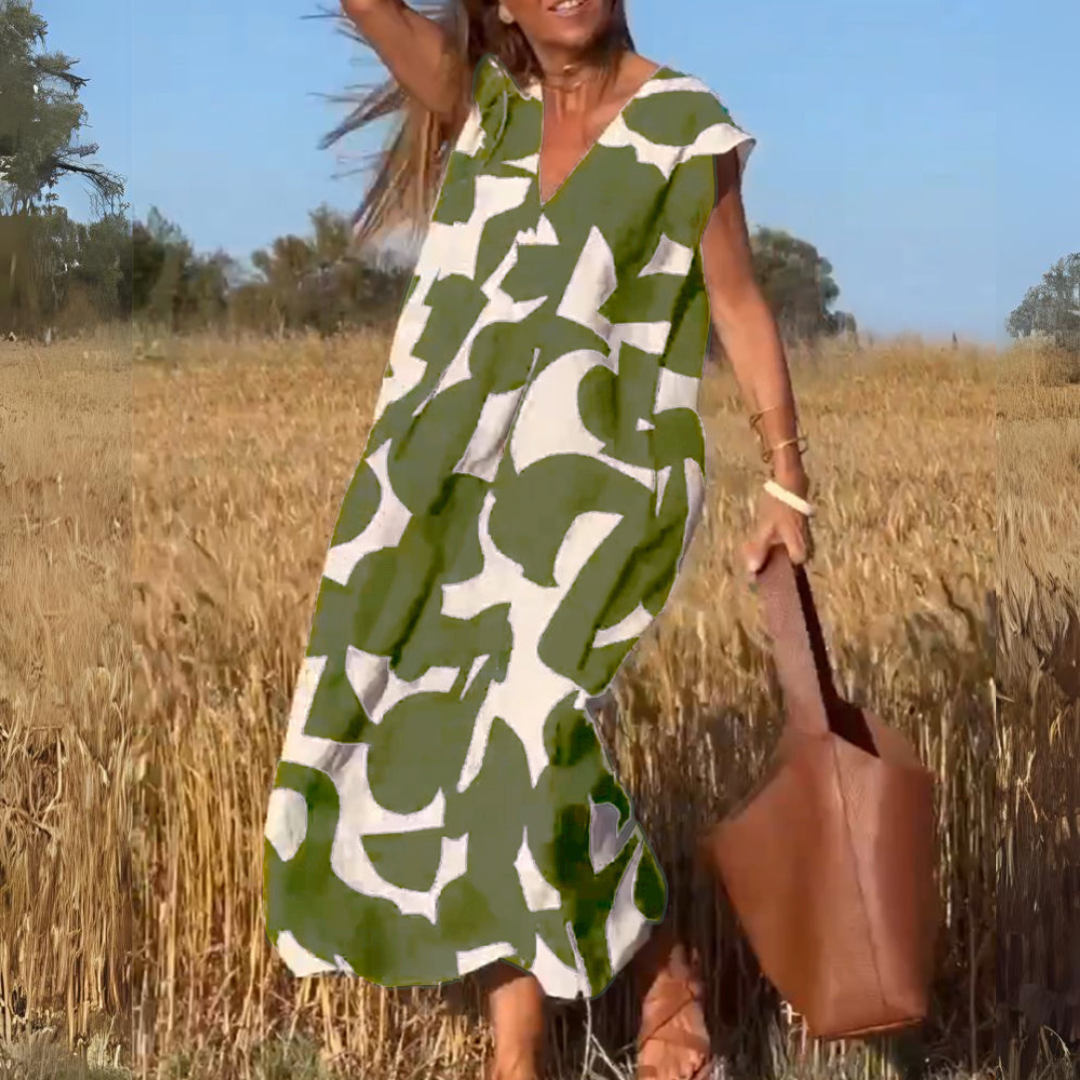 ELENA | Printed V-Neck Dress