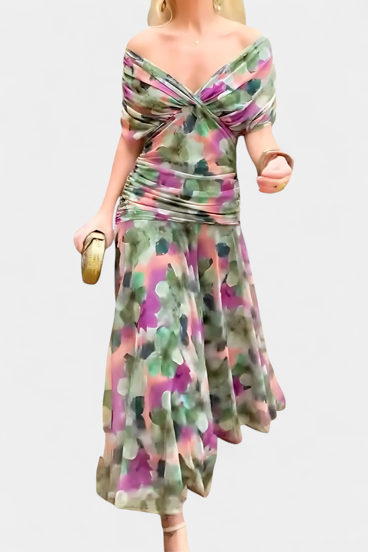 Florandrea | Long floral dress with a V-neck