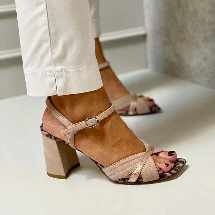 High heel sandals with a cross-over strap