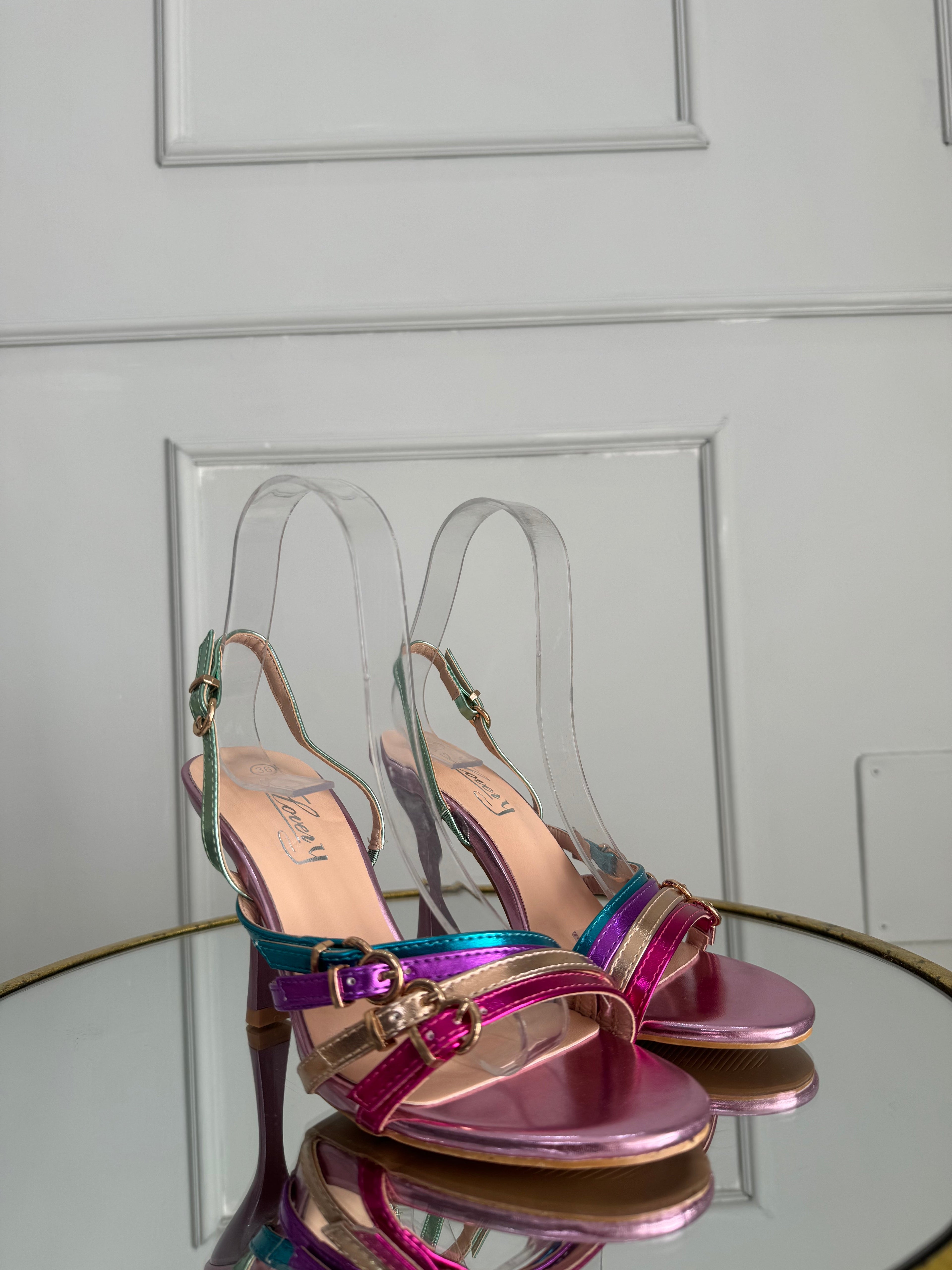 Colorful sandals with buckles