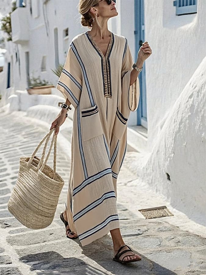 Women's loose-fitting striped dress