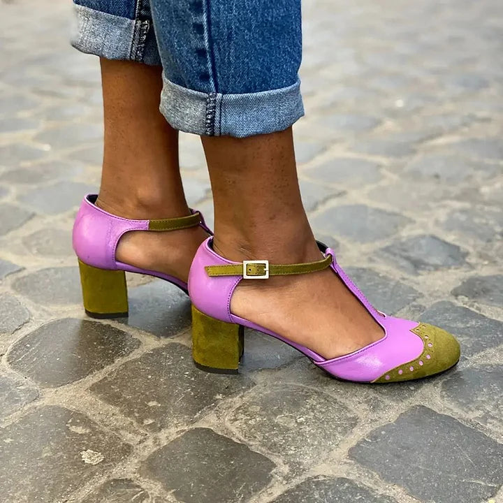 Closed-toe sandal with a T-bar strap