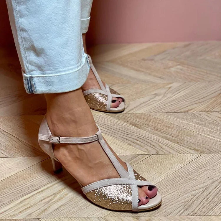 Sparkly low-heeled sandal