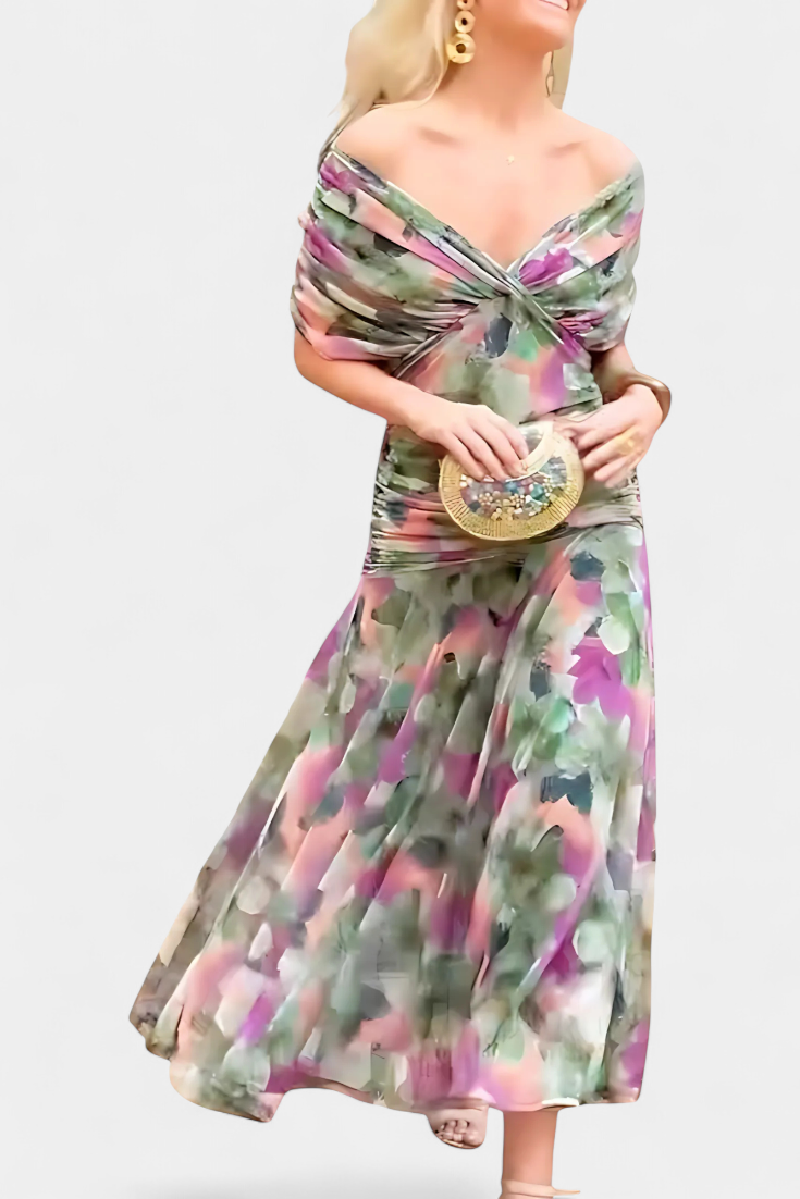 Florandrea | Long floral dress with a V-neck